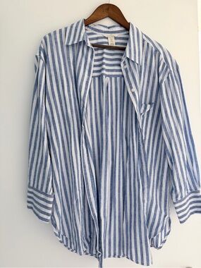 H&M Blue and White Striped Button-Down Shirt